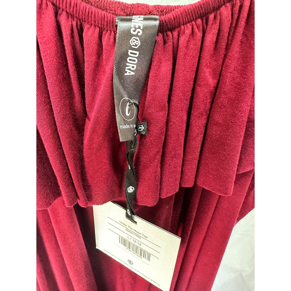 Agnes & Dora NWT Off Shoulder Flowy Tank Wine Size L Resort Festival Boho - Picture 4 of 5